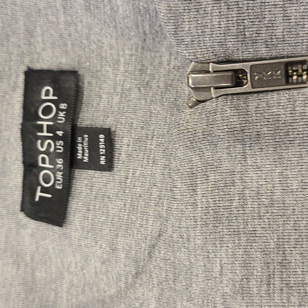Topshop grey zippered Peplum top - Picture 3 of 7